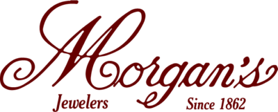 Morgan's Jeweler's logo in maroon color and cursive lettering