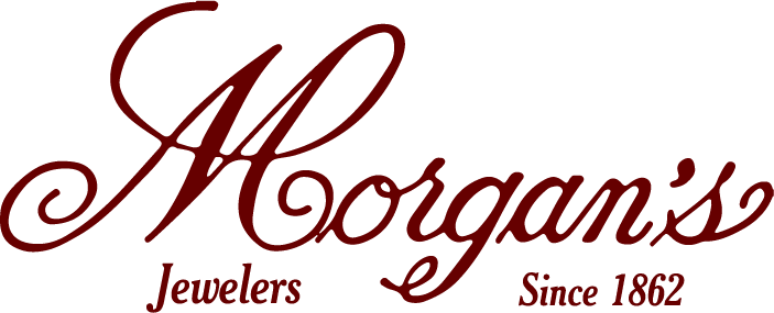 Morgan's Jeweler's logo in maroon color and cursive lettering