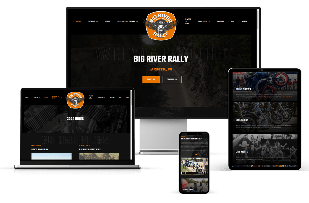 big river rally website mockup