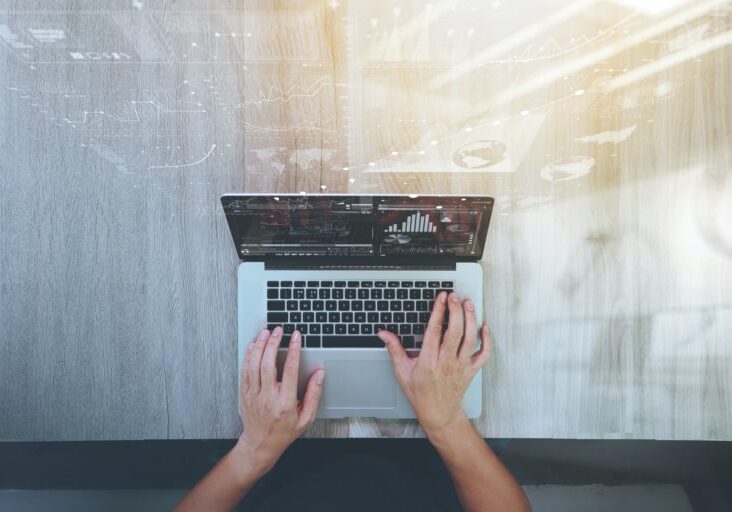 Graphs on a laptop screen